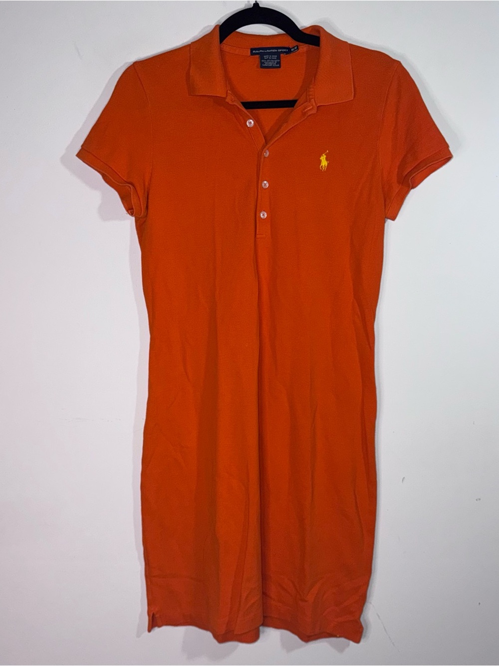 Ralph Lauren Sport Women’s M Orange Polo Shirt Dress Pony Logo Cotton